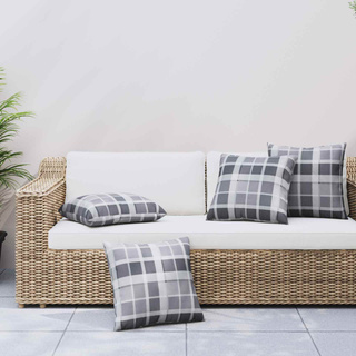 Poduszka na zewnątrz 4 pcs Szary w krate 60 x 60 cm tkanina