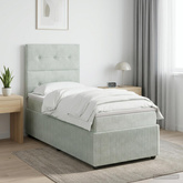 Łóżko z box spring LED z materacem jasnoszary 80 x 200 cm Welur
