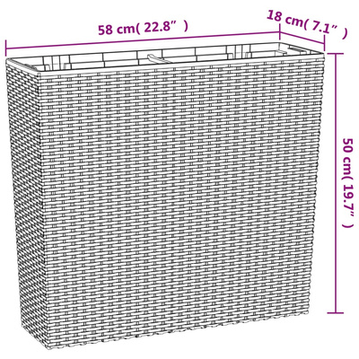 Donica z pojemnikiem wewnętrznym, antracyt, 12/44 L, rattan PP