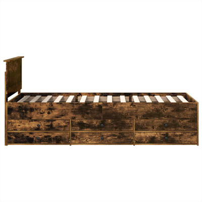 Łóżko dzienne z szufladą Dymiony dąb i czarny 90 x 200 cm