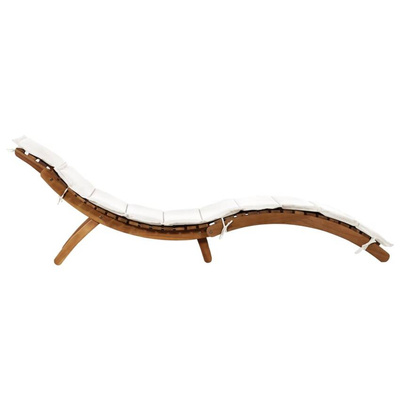 vidaXL Leżak z poduszką, lite drewno akacjowe, kremowy