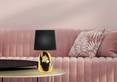 Lampka nocna Hierro czarno-złota ceramiczna z abażurem E27
