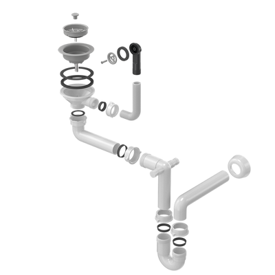 Odpływ zatyczkowy 3 1/2" z syfonem 1-komorowy Power Color silver stone (GRANIT-pionowy), save space