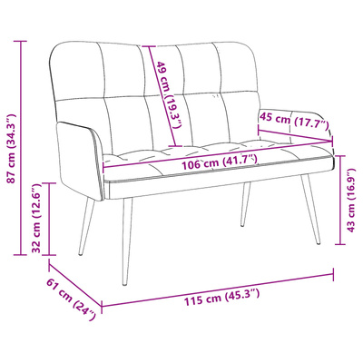 Sofa dwuosobowa niebieski 115 x 61 x 87 cm tkanina