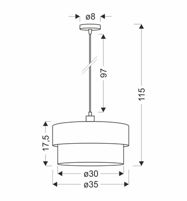 Firenze lampa wisząca czarny 1x60W E27 abażur szaro bordowy+czarny