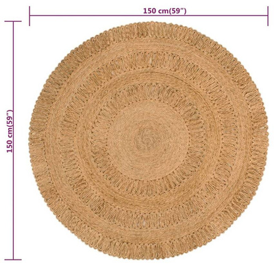 vidaXL Ręcznie pleciony dywan z juty, 150 cm, okrągły