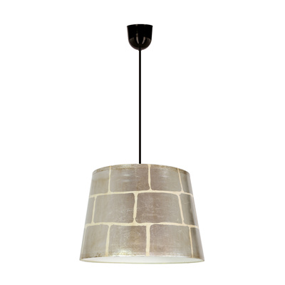 Lampa wisząca Americano z abażurem srebrna pojedyncza do salonu 35 cm