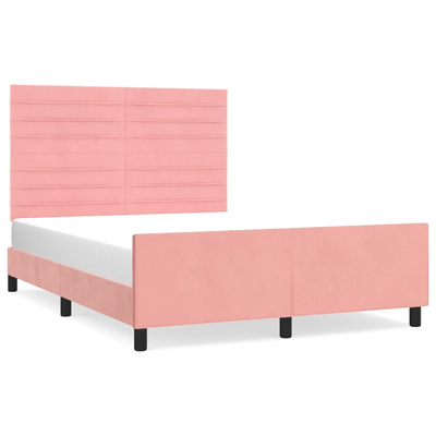 vidaXL Rama łóżka z zagłówkiem, różowa, 140x200 cm, aksamitna model standard