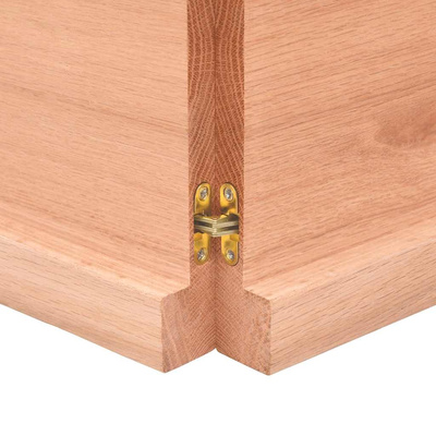 Półka, brązowa, 140x50x(2-4) cm, lakierowane lite drewno dębowe