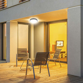 18W Plafon LED z mikrofalowym czujnikiem ruchu / Średnica: 225mm / Barwa:4000K / Klosz: Okrągły mleczny czarna ramka / IP44