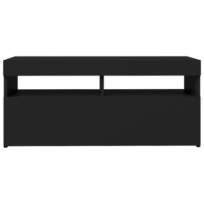 Szafka pod TV z oświetleniem LED, czarna, 90x35x40 cm vidaXL