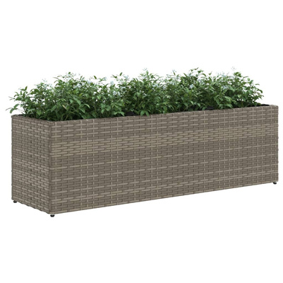 Donica ogrodowa z 3 wkładami, szara, 105x30x32 cm, rattan PE