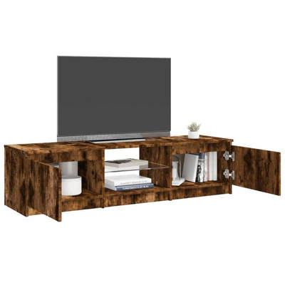 vidaXL Szafka pod TV, z LED, przydymiony dąb, 140 x 40 x 35,5 cm