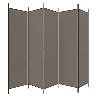 Parawan 5-panelowy, antracytowy, 250x200 cm, tkanina