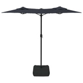 Podwójny parasol ogrodowy z LED, czarny, 316x145 cm