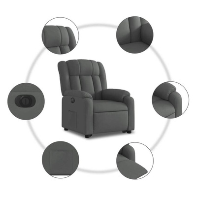 vidaXL Podnoszony fotel masujący, elektryczny, rozkładany, ciemnoszary wariant 26