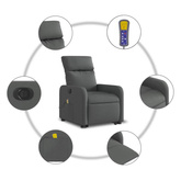vidaXL Podnoszony fotel masujący, elektryczny, rozkładany, ciemnoszary