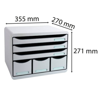 Exacompta Organizer na biurko Maxi z 6 szufladami, jasnoszary