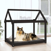 vidaXL Legowisko dla psa, czarne, 101x70x90cm, lite drewno sosnowe
