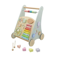 Drewniany chodzik pchacz edukacyjny dla dzieci, zielony