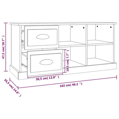 vidaXL Szafka pod TV, kolor dąb sonoma, 102x35,5x47,5 cm