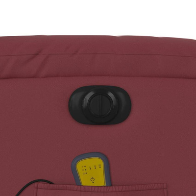 vidaXL Rozkładany fotel masujący, elektryczny, bordowy, sztuczna skóra