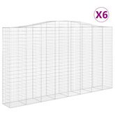 Kosze gabionowe, 6 szt, 400x50x220/240 cm, galwanizowane żelazo