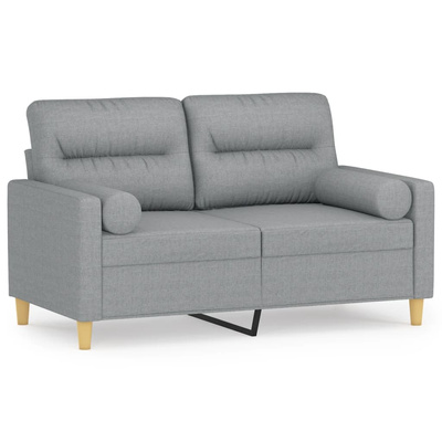 2-osobowa sofa z poduszkami, jasnoszara, 120 cm, tkanina