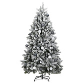 vidaXL Sztuczna choinka na zawiasach, 300 lampek LED i bombki, 180 cm
