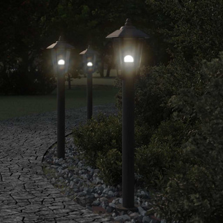 Lampa ogrodowa na słupku, czarna, 80 cm, stal nierdzewna