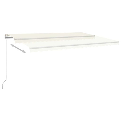 Ręcznie zwijana markiza z LED, 500 x 300 cm, kremowa