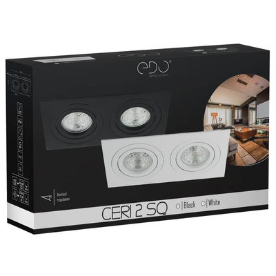 Punktowa oprawa sufitowa wpuszczana CERI 2 SQ Black IP20 kwadratowa czarny podwójna EDO777475 EDO Solutions