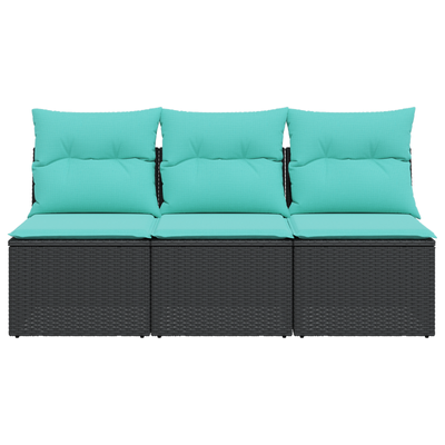 Sofa Ogrodowa z poduszką Czarny 165 x 62 x 69 cm Polirattan