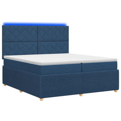 Łóżko z box spring LED z materacem niebieski 200 x 200 cm