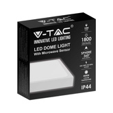 18W Plafon LED z mikrofalowym czujnikiem ruchu / Średnica: 225mm / Barwa:4000K / Klosz: Kwadratowy mleczny biała ramka / IP44