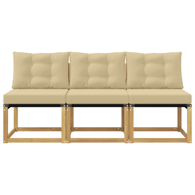 3 szt. Środkowa sofa ogrodowa Biały