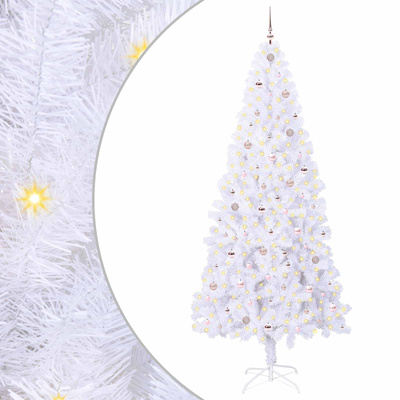 Sztuczna choinka z 300 diodami LED Biały 240 cm PVC i stal