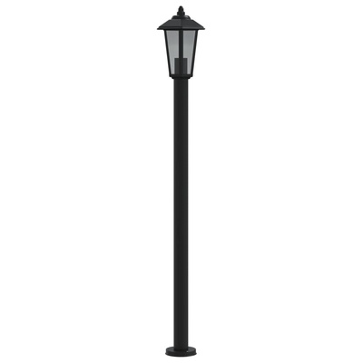 Lampa ogrodowa na słupku, czarna, 120 cm, stal nierdzewna