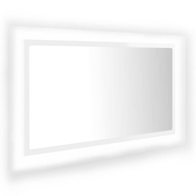 vidaXL Lustro łazienkowe LED, wysoki połysk, białe, 80x8,5x37cm, akryl