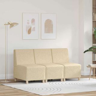 Modułowa sofa bez podłokietników 3 szt. Kremowy tkanina