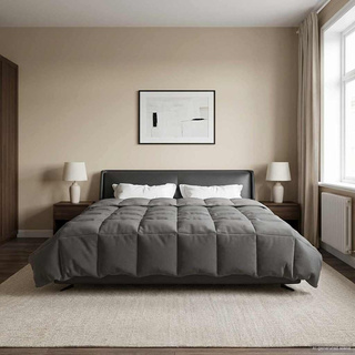 Kołdra na cały rok Jasnoszary 240 x 260 cm Mikrofibra