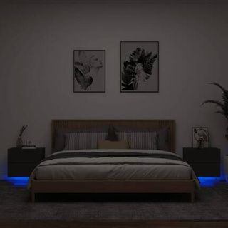 vidaXL Wiszące szafki nocne z LED, 2 szt., czarne