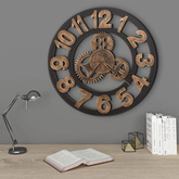 vidaXL Zegar ścienny, metalowy, 58 cm, złoto-czarny