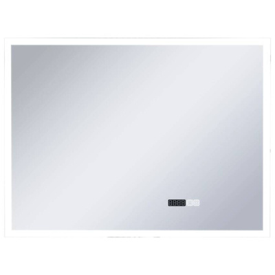 vidaXL Lustro łazienkowe z LED, czujnikiem dotyku i zegarem, 80x60 cm