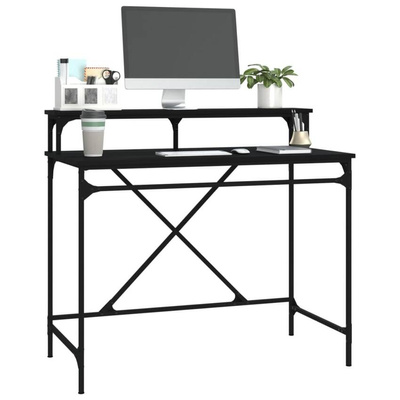 vidaXL Biurko, czarne, 100x50x90 cm, materiał drewnopochodny i żelazo