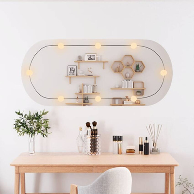 vidaXL Lustro ścienne z LED, 45x100 cm, szklane, owalne