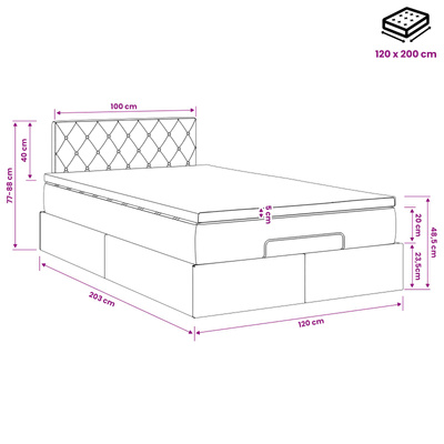 Łóżko ottoman z materacem różowy 120 x 200 cm Welur
