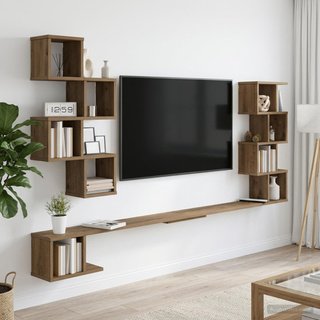 Półka na telewizor montowana na ścianie Dąb artisan