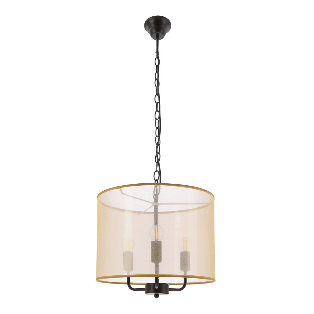 PACIFICA lampa wisząca czarny 3x40W E14 abażur złoty