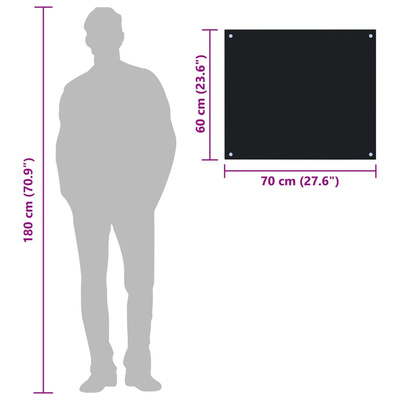 Panel ochronny do kuchni, czarny, 70x60 cm, szkło hartowane